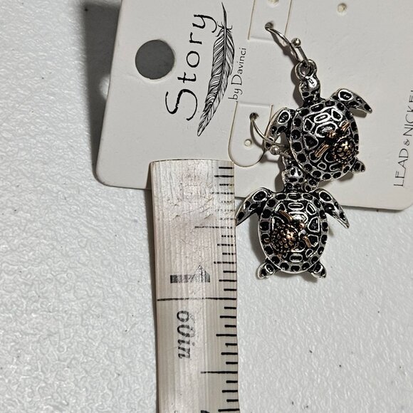 Sea Turtle Earrings Silver Gold Tone Baby Drop Dangle Fashion Jewelry Women - Picture 4 of 4